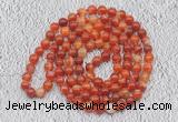 GMN417 Hand-knotted 8mm, 10mm red banded agate 108 beads mala necklaces