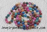 GMN418 Hand-knotted 8mm, 10mm mixed banded agate 108 beads mala necklaces