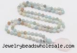 GMN4404 Hand-knotted 8mm, 10mm matte amazonite 108 beads mala necklace with pendant