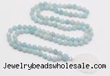 GMN4405 Hand-knotted 8mm, 10mm matte amazonite 108 beads mala necklace with pendant