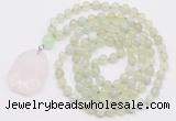 GMN4616 Hand-knotted 8mm, 10mm New jade 108 beads mala necklace with pendant