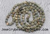 GMN468 Hand-knotted 8mm, 10mm rhyolite 108 beads mala necklaces