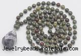 GMN4867 Hand-knotted 8mm, 10mm dragon blood jasper 108 beads mala necklace with pendant