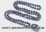 GMN4880 Hand-knotted 8mm, 10mm sodalite 108 beads mala necklace with pendant