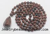 GMN4889 Hand-knotted 8mm, 10mm mahogany obsidian 108 beads mala necklace with pendant