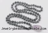 GMN4892 Hand-knotted 8mm, 10mm eagle eye jasper 108 beads mala necklace with pendant