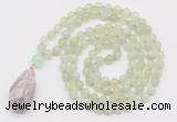 GMN4917 Hand-knotted 8mm, 10mm New jade 108 beads mala necklace with pendant