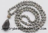 GMN4921 Hand-knotted 8mm, 10mm dalmatian jasper 108 beads mala necklace with pendant