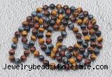 GMN498 Hand-knotted 8mm, 10mm colorful tiger eye 108 beads mala necklaces