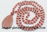 GMN5083 Hand-knotted 8mm, 10mm tibetan agate 108 beads mala necklace with pendant