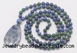 GMN5094 Hand-knotted 8mm, 10mm chrysocolla 108 beads mala necklace with pendant