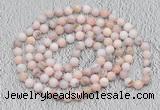 GMN510 Hand-knotted 8mm, 10mm natural pink opal 108 beads mala necklaces