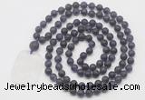 GMN5112 Hand-knotted 8mm, 10mm matte amethyst 108 beads mala necklace with pendant