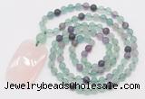 GMN5113 Hand-knotted 8mm, 10mm matte fluorite 108 beads mala necklace with pendant