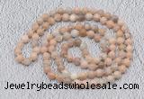 GMN512 Hand-knotted 8mm, 10mm sunstone 108 beads mala necklaces