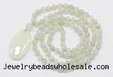 GMN5161 Hand-knotted 8mm, 10mm New jade 108 beads mala necklace with pendant