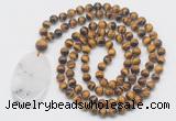 GMN5184 Hand-knotted 8mm, 10mm yellow tiger eye 108 beads mala necklace with pendant