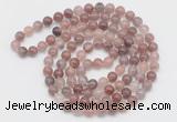 GMN521 Hand-knotted 8mm, 10mm purple strawberry quartz 108 beads mala necklaces