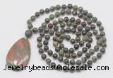 GMN5226 Hand-knotted 8mm, 10mm dragon blood jasper 108 beads mala necklace with pendant