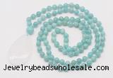 GMN5230 Hand-knotted 8mm, 10mm amazonite 108 beads mala necklace with pendant