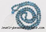 GMN5231 Hand-knotted 8mm, 10mm apatite 108 beads mala necklace with pendant