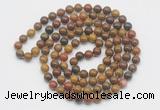 GMN524 Hand-knotted 8mm, 10mm red moss agate 108 beads mala necklaces