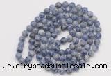 GMN525 Hand-knotted 8mm, 10mm blue spot stone 108 beads mala necklaces