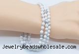 GMN5505 Hand-knotted 6mm matte white howlite 108 beads mala necklaces