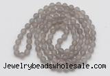 GMN5506 Hand-knotted 6mm matte grey agate 108 beads mala necklaces