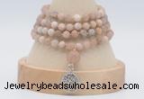 GMN5811 Hand-knotted 6mm matter sunstone 108 beads mala necklaces with charm