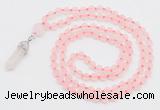 GMN5900 Hand-knotted 6mm matte rose quartz 108 beads mala necklaces with pendant