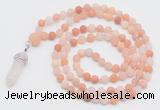 GMN5905 Hand-knotted 6mm matte pink aventurine 108 beads mala necklaces with pendant