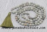 GMN610 Hand-knotted 8mm, 10mm artistic jasper 108 beads mala necklaces with tassel