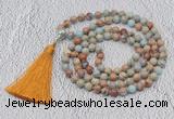 GMN612 Hand-knotted 8mm, 10mm serpentine jasper 108 beads mala necklaces with tassel