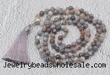 GMN619 Hand-knotted 8mm, 10mm Botswana agate 108 beads mala necklaces with tassel