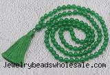 GMN62 Hand-knotted 8mm candy jade 108 beads mala necklace with tassel