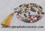 GMN632 Hand-knotted 8mm, 10mm colorfull gemstone 108 beads mala necklaces with tassel