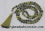 GMN636 Hand-knotted 8mm, 10mm Canadian jade 108 beads mala necklaces with tassel