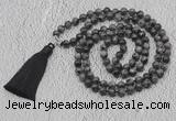 GMN639 Hand-knotted 8mm, 10mm black labradorite 108 beads mala necklaces with tassel