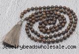 GMN641 Hand-knotted 8mm, 10mm bronzite 108 beads mala necklaces with tassel