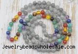 GMN6437 Hand-knotted 7 Chakra 8mm, 10mm labradorite 108 beads mala necklaces