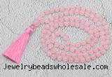 GMN651 Hand-knotted 8mm, 10mm rose quartz 108 beads mala necklaces with tassel