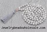 GMN657 Hand-knotted 8mm, 10mm white howlite 108 beads mala necklaces with tassel