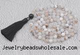 GMN666 Hand-knotted 8mm, 10mm montana agate 108 beads mala necklaces with tassel