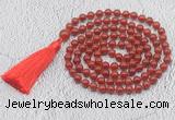 GMN679 Hand-knotted 8mm, 10mm red agate 108 beads mala necklaces with tassel