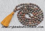 GMN692 Hand-knotted 8mm, 10mm ocean agate 108 beads mala necklaces with tassel