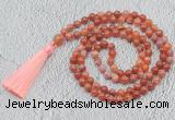 GMN694 Hand-knotted 8mm, 10mm fire agate 108 beads mala necklaces with tassel