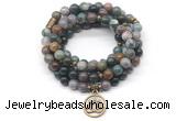 GMN7009 8mm Indian agate 108 mala beads wrap bracelet necklace