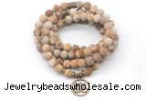 GMN7017 8mm matte picture jasper 108 mala beads wrap bracelet necklace