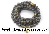 GMN7020 8mm dragon blood jasper 108 mala beads wrap bracelet necklace